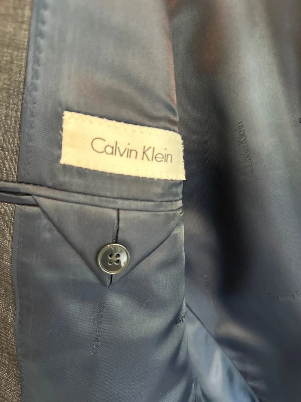 Calvin Klein 100% Wool Stretch Slim Suit – Blue Gray (Men’s Wearhouse)